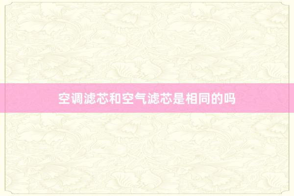 空调滤芯和空气滤芯是相同的吗
